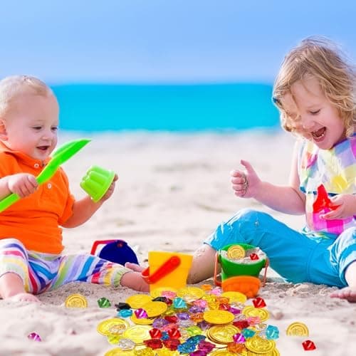 100 Pièces D'or pour Enfants, 200 Pièces Pirate Gemmes, Trésor de Pirate, Pierres Precieuses pour Enfants, Décoration de Pirate Fete, pour Anniversaire D'enfant au Trésor de Pirate et Fêtes de Pirates