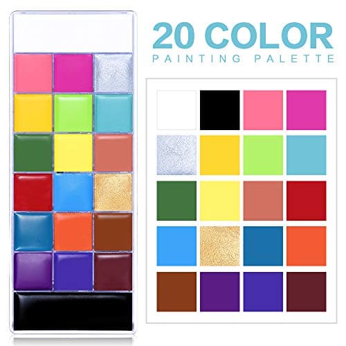 UCANBE Peinture Visage 20 Couleurs Imperméable - Fard Gras Peinture Corporelle Longue Durée Sécurité, Palette de Maquillage Halloween pour Enfants et Adultes, Théâtre, Carnaval, Scène, Clown, Cosplay