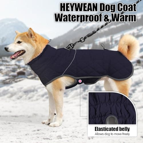 HEYWEAN Manteau Chien Imperméable Veste Chien Manteau Chaud pour Chien Doublée en Polaire Manteaux d'hiver pour Chiens Réfléchissante avec D-Ring Veste Imperméable pour Petits, Moyens et Grands Chiens