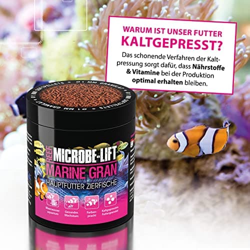 Microbe-Lift Marine Gran - 500 ML - Nourriture pour Poissons en granulés Souples de Haute qualité, favorise la Coloration et la Croissance des Poissons d'eau de mer, pressée à Froid.