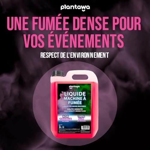PLANTAWA Machine à fumée naturelle 2 litres | Liquide machine à fumée haute densité et longue durée, sans danger pour la respiration, sans produits chimiques dangereux, cruelty free, discothèques,