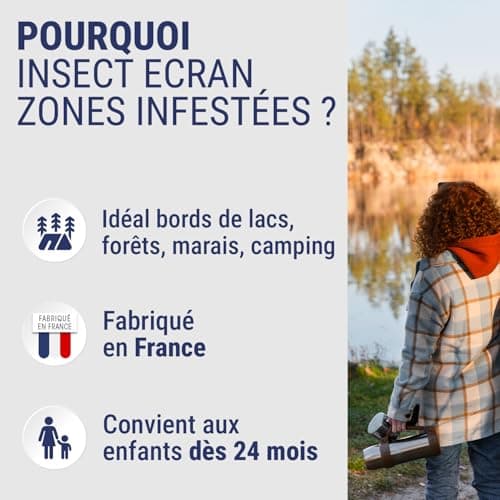 INSECT ECRAN - Spray Anti-Moustiques Répulsif Zones Infestées - 8H -100ml | Protection contre les piqûres de moustiques - 100% efficace sur le moustique tigre*- Formulé avec du Deet** - Dès 24 mois