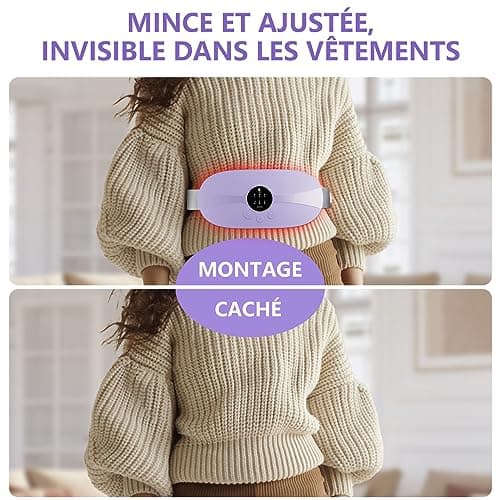 Ceinture Menstruelle Chauffante Electrique- Coussin Chauffant Menstruel Portable 3 Niveaux Température 3 Modes de Massage Pour le Soulagement Douleurs Menstruelles Lombair/Dos Chauffante Massage