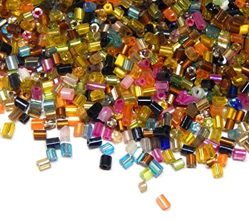 Lot de 4500 perles de rocaille en verre de 2 mm x 1,7 mm - Perles de rocaille - Tubes - Baguettes - Perles poney - Couleurs mélangées