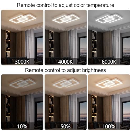 Klighten Plafonnier LED Dimmable 35W, Blanc Lampe Plafond Avec Télécommande, Moderne Géométrie Éclairage de Plafond pour Salon Chambre Cuisine Couloir, 3000k-6000K, L40cm ×W30cmx H4cm