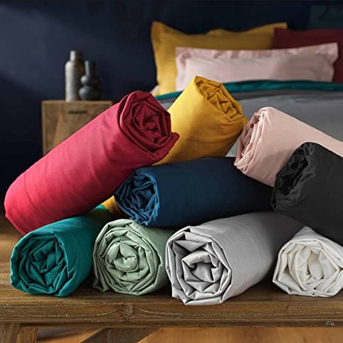 douceur d'intérieur, Drap Housse (140 x 190 cm) Lina Sable, 100% Coton