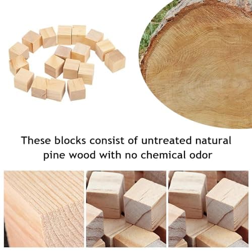 ZHMKYD13 Cube Bois, 500 Pièces 1 * 1 * 1cm Mini Cube En Bois, Cube Bois Bricolage Bloc Carré De Pin Brut Cube Bois Tilleul Cube De Bois Lisse Pour Loisirs Créatifs, Tampons, Puzzle, Jouet, Nombre