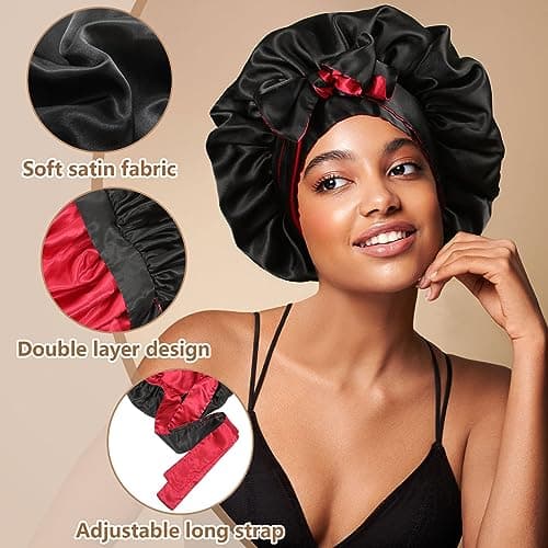 Coubeau Bonnet de Sommeil en Satin Soie pour Bonnet de Nuit Bonnet de Cheveux pour la Nuit pour Femmes Bonnet de Cheveux en Soie pour Femmes