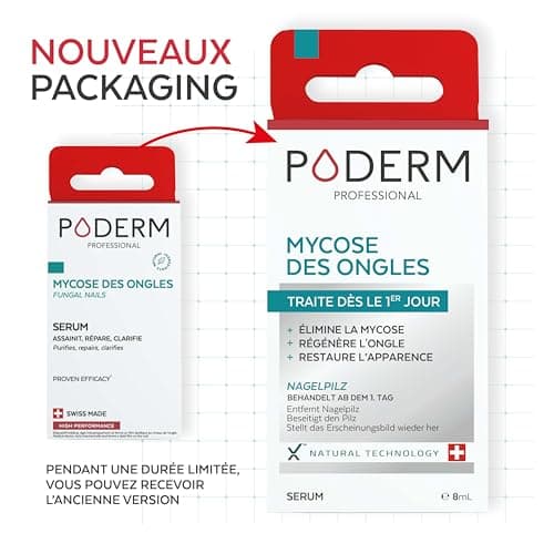 PODERM - MYCOSE ONGLE TRAITEMENT 2en1 | Aux plantes exceptionnelles puissantes antifongiques et réparatrices | Soin professionnel pied/main | Facile & rapide | Swiss Made