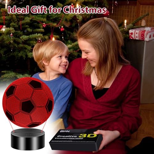 Gbivbe Cadeau Foot Garcon, Veilleuse Football Lampe 3D pour Enfants, 16 Couleurs LED Illusion Veilleuse avec télécommande, Cadeau pour Anniversaire Fan Garcon 7.8.9.10.11.12 Ans