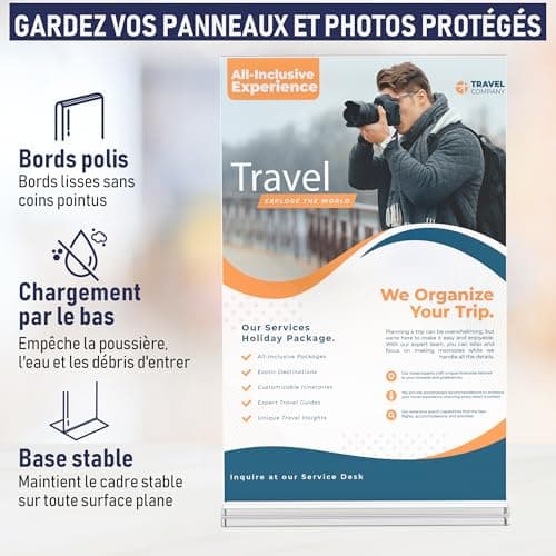 Lot de 6 porte-affiches en acrylique A6 – Élégants et polyvalents – Bords polis – Affichage double face – Écran en plexiglas – Idéal pour les photos, panneaux, menus et présentations de table