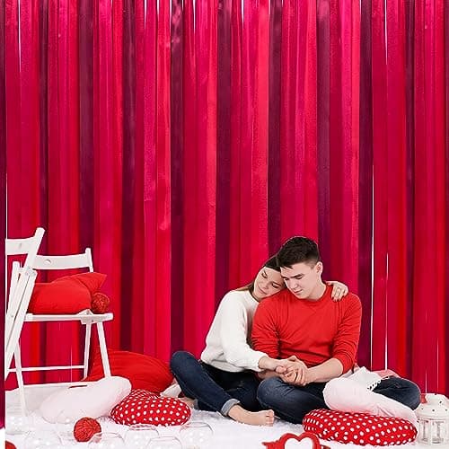 Ruban de satin rouge, 4 Couleurs 15m x 5cm de large ruban dégradé rouge pour emballage de cadeaux DIY à suspendre fête guirlande toile de fond anniversaire mariage baptême Saint Valentin décorer