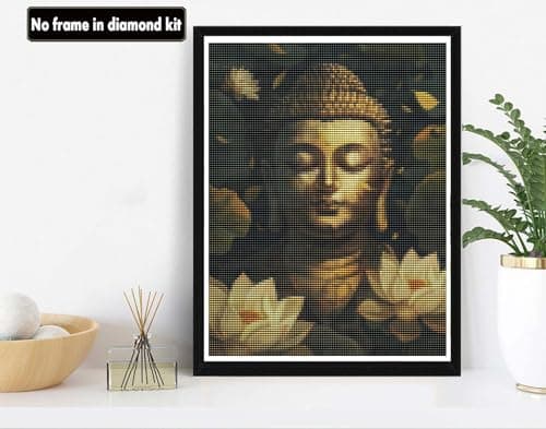 VAIIEYO 5D Diamond Painting Adulte Bouddha, Peinture Diamant Religion, Diamond Painting Adulte Canevas Diamant kit Complet Point De Croix Broderie Salon Chambre Autocollant Mural Décoration 30x40cm-3