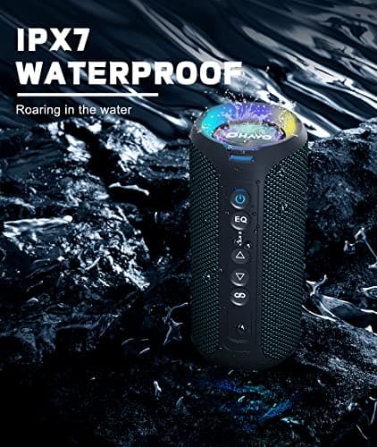 OHAYO Enceinte 5.3 Bluetooth sans Fil Puissante 40W, Portable Étanche IPX7, avec Lumières LED, Autonomie 30 hrs, Basses Profondes, AUX, TF Carte, pour Les Voyages/Extérieur