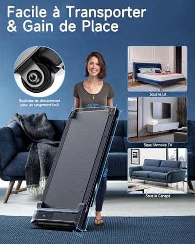 Tapis de Marche Course Walking Pad - Bureau Compact Petit Mini Treadmill Home Maison Courses Silencieux Portable Roulant Motorise Electrique Machine 6KM/H Vitesse Réglable