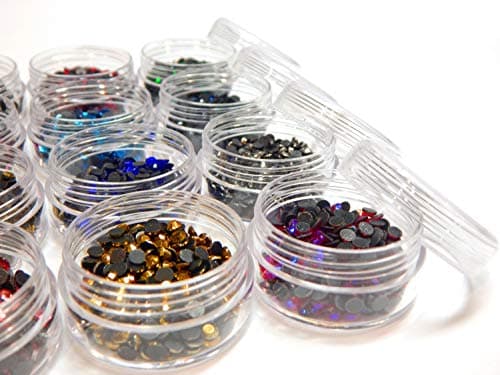 Hotfix Lot de 20 strass thermocollants en verre avec boîte de rangement et strass, 3,6mm ~ 4mm SS16