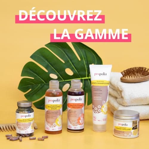 PROPOLIA - Bio - Shampoing Traitant & Purifiant - Propolis, Miel, Argile & Cade - Purifie et Apaise - Adapté pour les cuirs chevelus irrités et Cheveux gras - Fabriqué en France - 200 ml