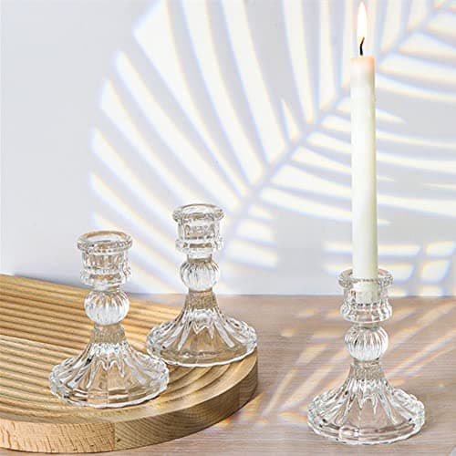 Bougeoir en Verre, bougeoirs Coniques Transparents, bougeoir en Verre Cristal pour Mariage, Maison, décoration de fête (Bande, 6 pièces)