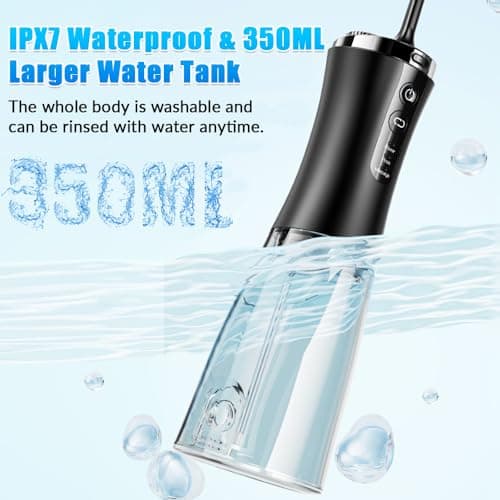 Hydropulseur dentaire pour les dents avec appareil photo, caméra HD 1080p sans fil, irrigateur buccal sans fil, 5 embouts de jet, hydropulseur dentaire rechargeable, IPX7, hydropulseur étanche IPX7,