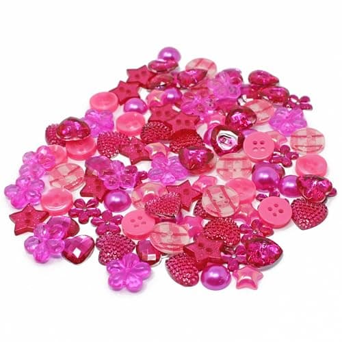 Special Touches Lot de 100 boutons en acrylique et résine pour création de cartes Rose vif