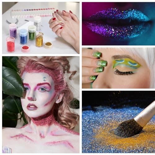 Royouzi 32 Pcs Paillettes Loisirs Creatifs, 32 x 8g (256g) Utilisé Pour Le Nail art, Le Maquillage, La Coiffure, Les FêTes, DéCoration Artisanale DIY Paillette