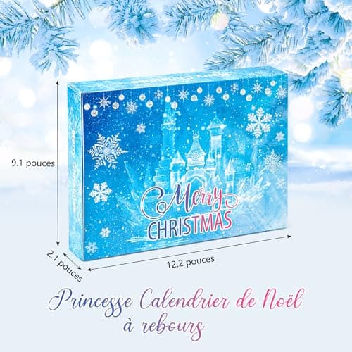 Calendrier de l'Avent Fille 2024, Calendrier de Compte à Rebours de Noël de 24 Jours avec Accessoires de Cheveux de Princesse pour Enfant, Cadeau de Noël pour Filles