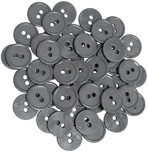 AERZETIX - C65541 - Lot de 50 Boutons à coudre ronds Ø15x2.2 mm avec bord à 2 trous L24 24L en plastique - couleur: gris foncé - diamètre de l'ouverture 2 mm - mercerie couture vêtements