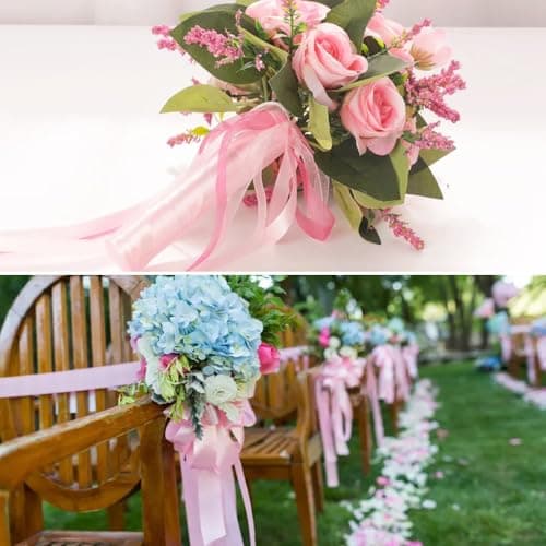 Bieiyhe 2 Rouleaux Ruban Satin Rose 20mm X 22m Ruban Cadeau Emballage Tissu Ruban Bouquet Mariage Ruban Decoratif Satin Polyester Ruban Satin Noel Rubans pour Couture, Présents, DIY Artisanat