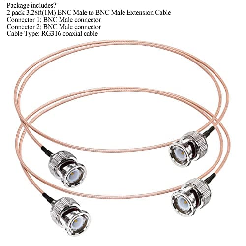 TUOLNK Câble BNC RG316 Câble coaxial BNC mâle à BNC mâle pour câble CCTV HD SDI 3.28ft (1M) 50Ohm Câble d'extension BNC 2 Pack