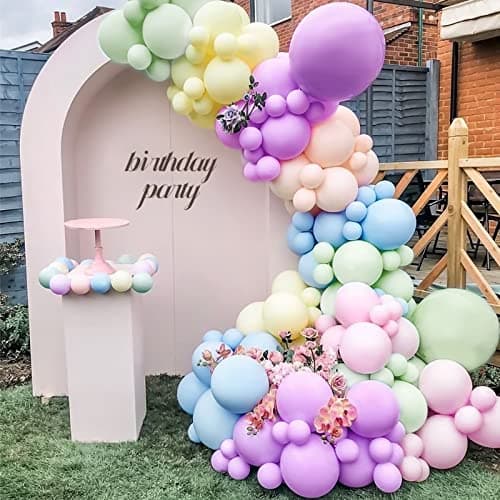 Kit Arche Ballons Pastel, 164 Pièces Macaron Rose Violet Bleu Jaune Vert Orange, Ensemble Guirlandes Ballons, Kit Bricolage Arc En Ciel Pastel Latex Pour Garçon Fille Fête Anniversaires Mariage