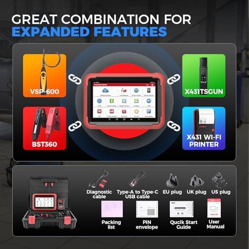 LAUNCH X431 Pros V+ 5.0 Elite Valise Diagnostic Auto avec DBSCar VII Connector,37+ Reset pour Toutes Les Voitures,Bidirectional,ECU Online Coding,CANFD,Key IMMO,FCA AutoAuth,VAG Guide