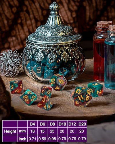TIDEVAN Dés Polyédriques,42 Pièces Polyédrique Jeu de Dice Réutilisable Jeux de Table dés,avec 6 Petits Sacs à Dés Velours Gratuit Les Donjons Dragons DND RPG Jeux de Table MTG Dés D4 D8 D10 D12 D20
