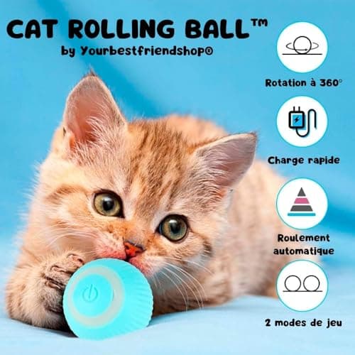 Jeux pour Chat | Jouet Chat Interactif | Jouet Chat Qui Bouge Seul | Balle pour Chat Qui Roule Toute Seule | Jouet Chat Intérieur | Balle Interactive Chat | Jeu Chat Autonome | Balle Chat Automatique