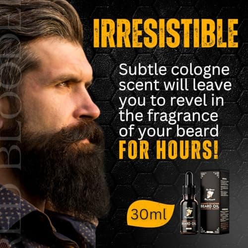 Red-Blooded Huile Barbe Homme parfumée à la Cologne - Aidant votre barbe à avoir un aspect, une sensation et une odeur irrésistibles - Végétalien