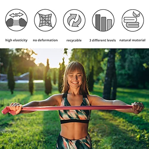 Bandes Élastiques Fitness Set/Extra Longue 2m Elastiband 3 Niveaux de Résistance + eBook Guide et Sac | Physique Exercise Pilates Yoga Sport Gym Musculation Traction Gymnastique Kit Training