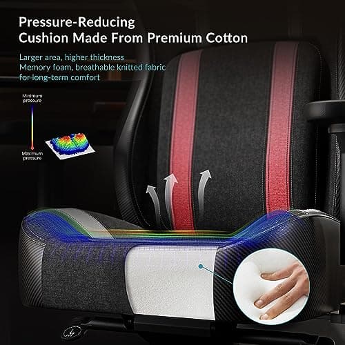 EUREKA ERGONOMIC Chaise Gaming Ergonomique Chaise de Bureau en Tissu avec Dossier 4D Adaptatif Chaise Gamer Professionnelle Dossier Inclinable, Coussin Épais, Accoudoir Réglable