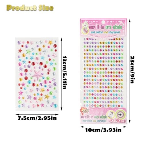 Lunaanda Strass Autocollants, 2184 PCS/10 Feuilles Autocollants Gemmes Bijoux Auto-Adhésifs Multicolores Cristal Autocollants Acrylique Diamant Scrapbooking Autocollant pour DIY Artisanat Décoration