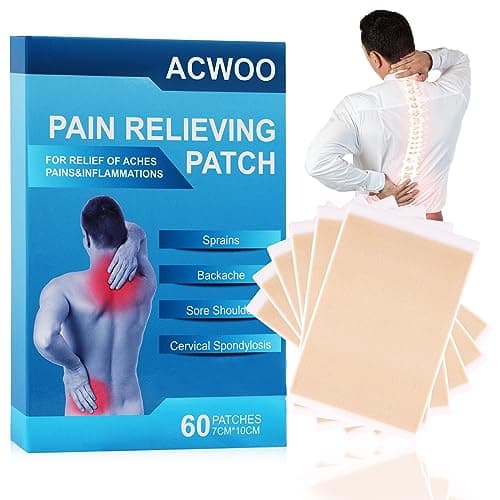 ACWOO Patchs Anti-Douleur, 60Pcs Patchs de Soulagement de la Douleur, Pansement Anti-Douleur, pour Douleurs Aux Épaules, Douleurs Dorsales, Douleurs Aux Genoux, Douleurs Arthritiques