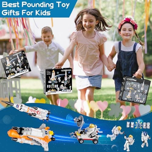 Booyuer Navette Spatiale 8-en-1 Jouet STEM, 415 PCS Kit de Construction Fusée Aérospatiale avec Station Spatiale, Tour de Contrôle et Figurines Astronautes, City Space Cadeau pour Enfants de 6+