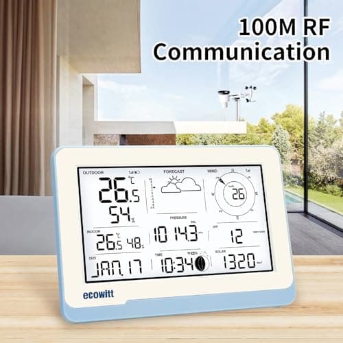 ECOWITT Station météo avec capteur extérieur WS3800, 7 en 1, WiFi, station météo solaire WS69, pour la maison, console LCD d'intérieur sans fil de 7,5" pour le jardin, contrôle intelligent de liaison