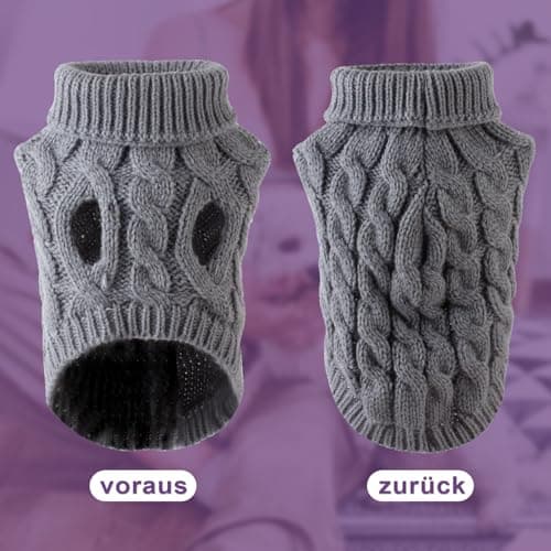 Voarge Pull pour Chien à Tricoter, Pull-Overs pour Pull, Pull Chaud Pull Tricots Outwear, Vêtements d'hiver pour Chiens,Taille Bouledogue Français, Chihuahua Manteau Teckel Vetement (Rouge, XL)