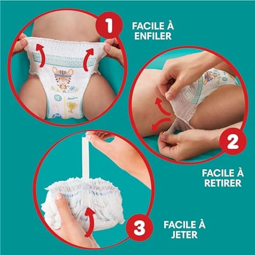 Pampers Baby-Dry Pants, Taille 6, 138 Couches-Culottes, 14-19kg, Maintien 360° Contre Les Fuites Avec Une Poche Stop & Protect Pour Une Nuit Jusqu'à 100% Sans Fuites, Pack 1 Mois