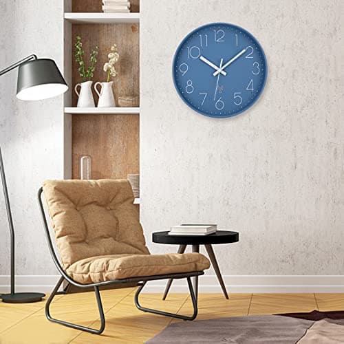 VIVILINEN Horloge Murale Radio Pilotée Silencieuse 30cm sans tic-tac Pendule Murale pour Chambre Cuisine Salon Changement d'heure Automatique avec Mecanisme Radio