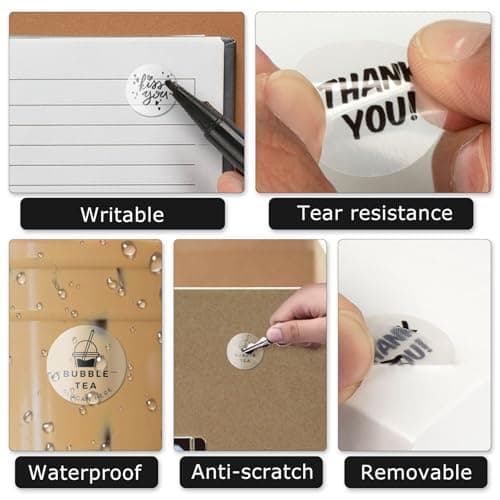 YIKIADA Étiquettes Thermiques Transparentes Rondes Adhésives 25 mm Violet Laser Autocollantes Imperméable Imprimable pour Bureau École QR Inventaire 500 Pièces par Rouleau