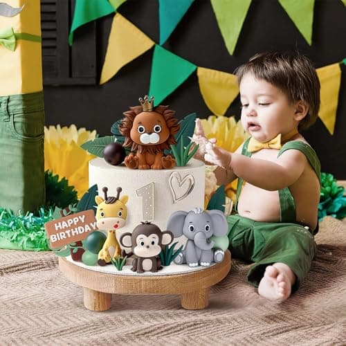 Kit de Décoration Gâteau Jungle Safari - 19 Figurines d'Animaux pour Décoration de Gâteau d'Anniversaire - Lion, Girafe, Éléphant, Singe - Parfait pour Thème Jungle Safari Anniversaire Garçon ou Fille