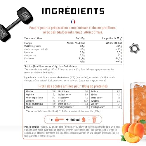 Clear Whey Isolate Protein Shake - Shake protéiné fruité & rafraîchissant - Isolat de protéines de lactosérum de haute qualité (900g, Fresh Apricot)