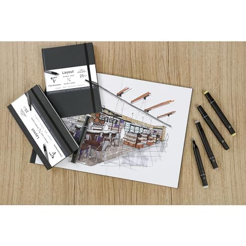 Clairefontaine 975341C Carnet Layout Double-Face Ouverture à Plat - 25 Feuilles Papier Dessin Blanc Extra Lisse 11x22 cm 220g - Idéal pour le Dessin au Feutre à Alcool, Encre de Chine et Line Art