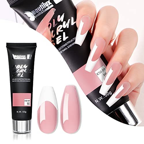 Beautilux Acrygel, 50g Rose Acrygel Ongle Longue Durée Pour Nail Art Gel Extension Ongle, Gel Tube Construction Ongle UV