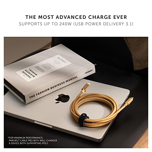 Native Union Type-C Belt Câble Pro - 240W USB-C à USB-C 2,4m Câble de Charge Ultra Robuste Compatible avec iPhone 16, 16 Pro Max, MacBook Pro 14"/16" M2, Air 15" M2, iPad Pro (Zebra)