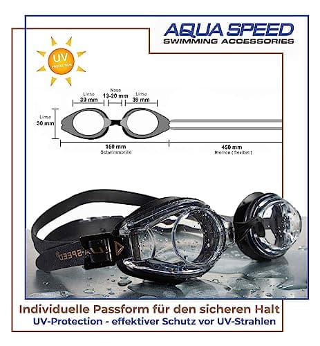 Aqua Speed ® Lumina, Lunettes de Natation avec dioptries de -1,5 à -8,0 / UVA/UVB de 100%, Hauteur:-3.5;Model:Lumina/Noir/Non teinté